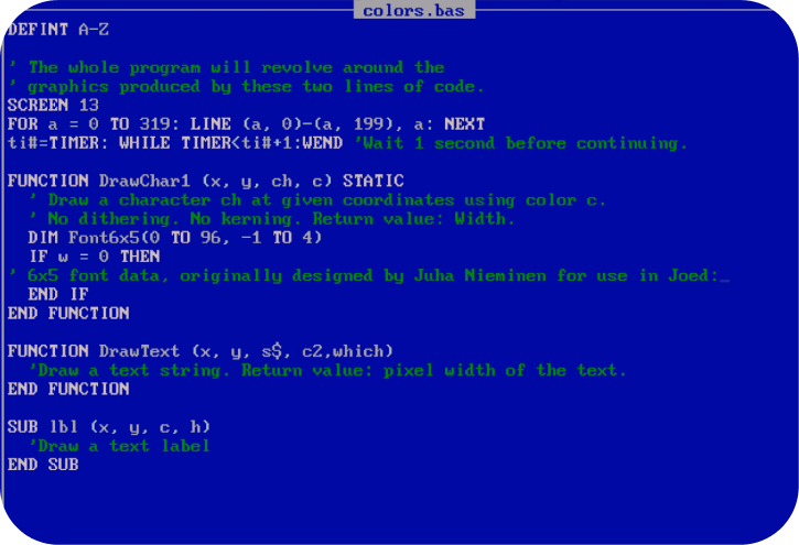 QuickBASIC development environment