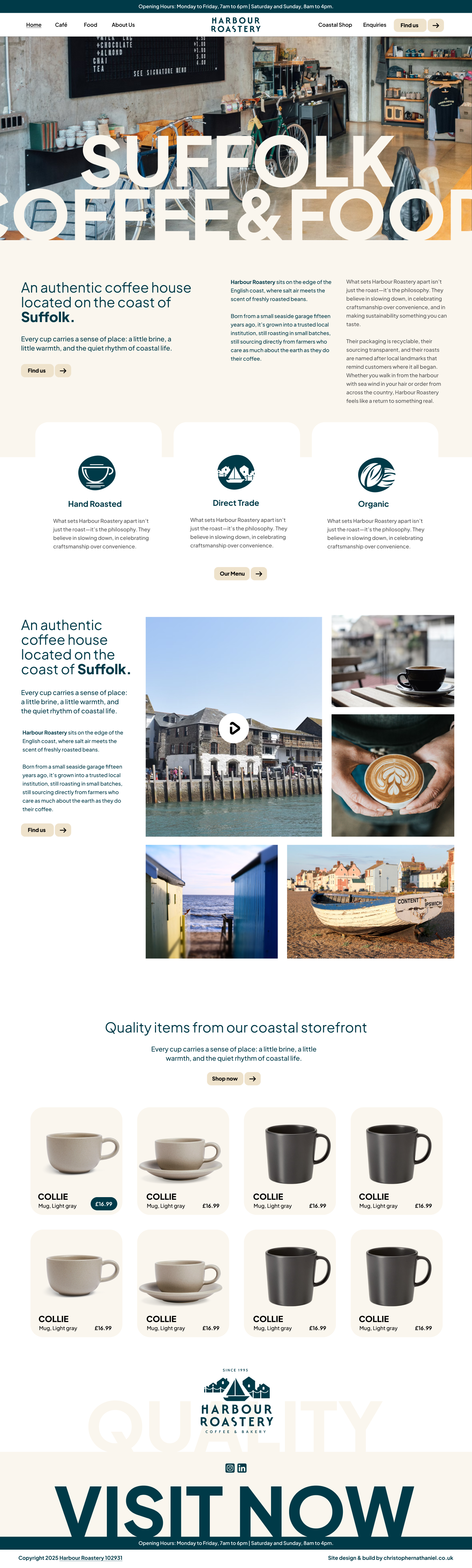 Harbour Roastery homepage design