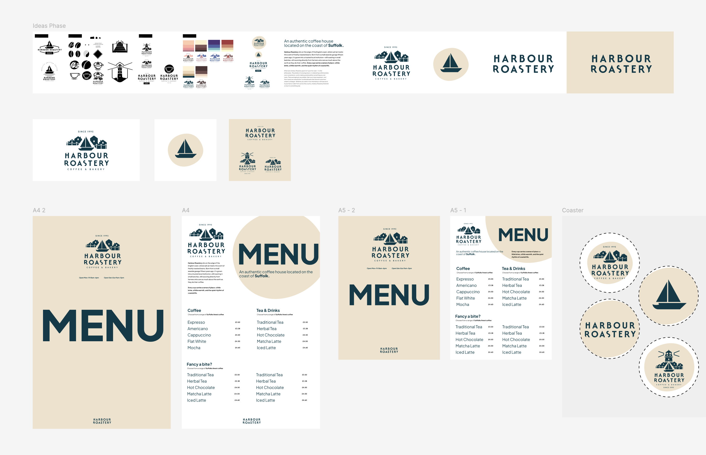 Harbour Roastery brand and print concepts
