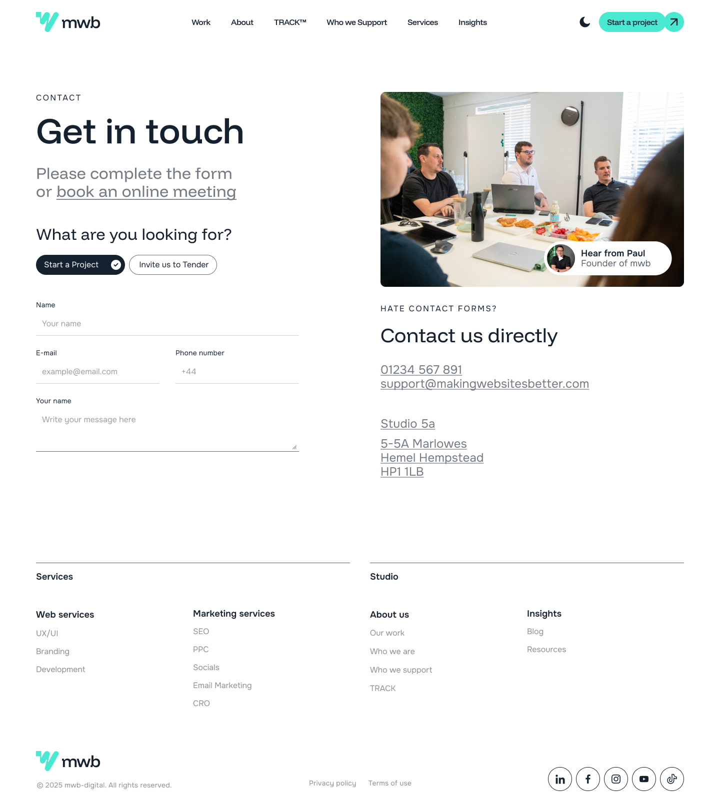 Making Websites Better contact page