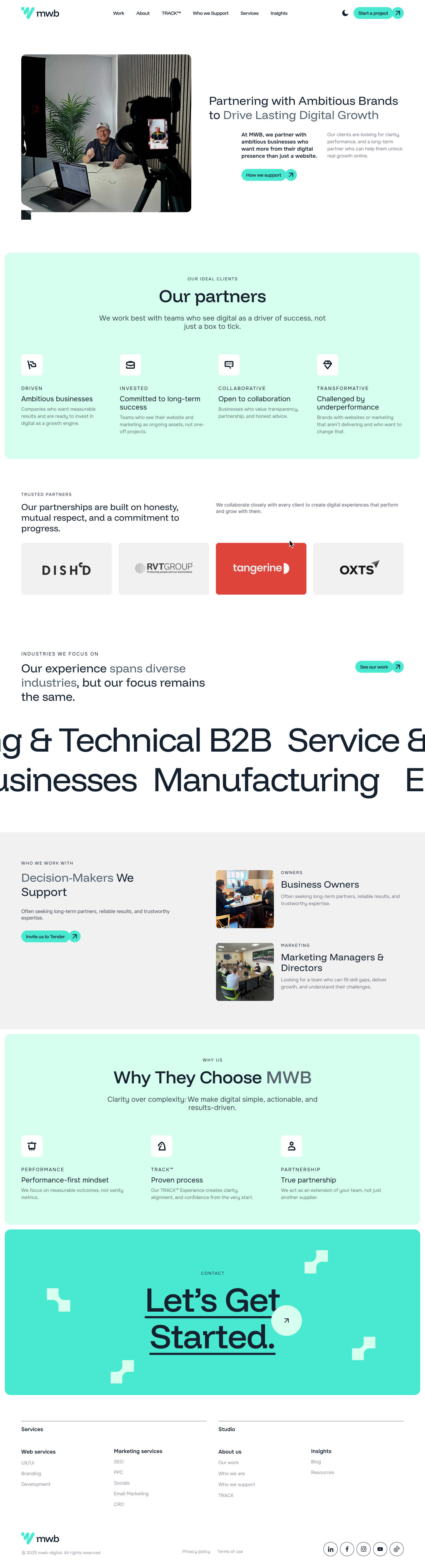Making Websites Better, who we support page