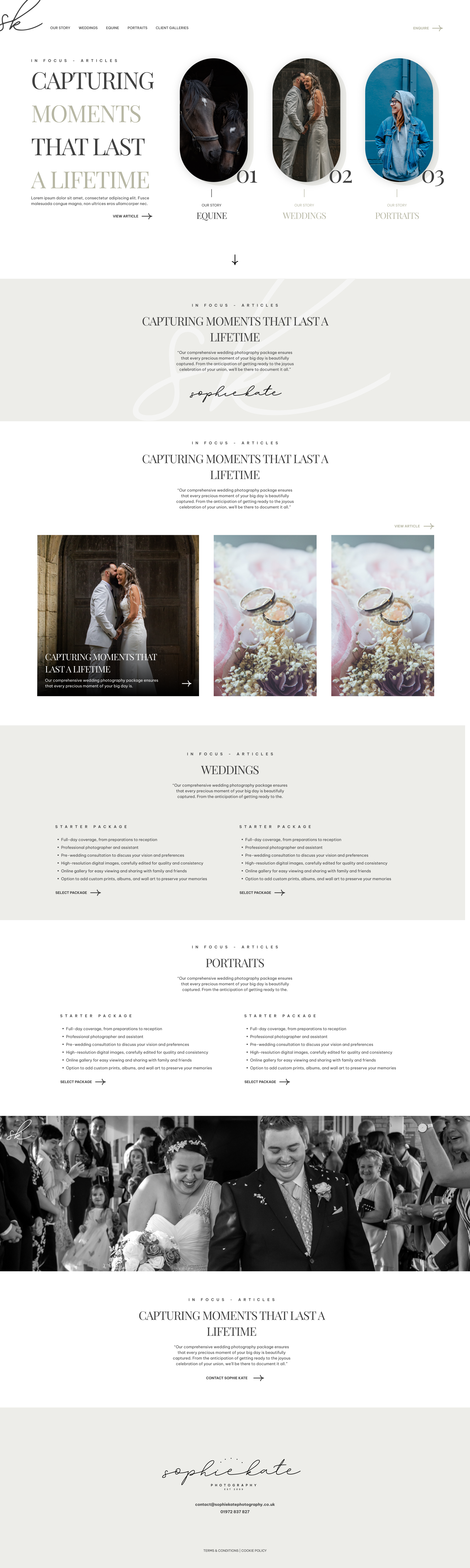 Sophie Kate Photography homepage design