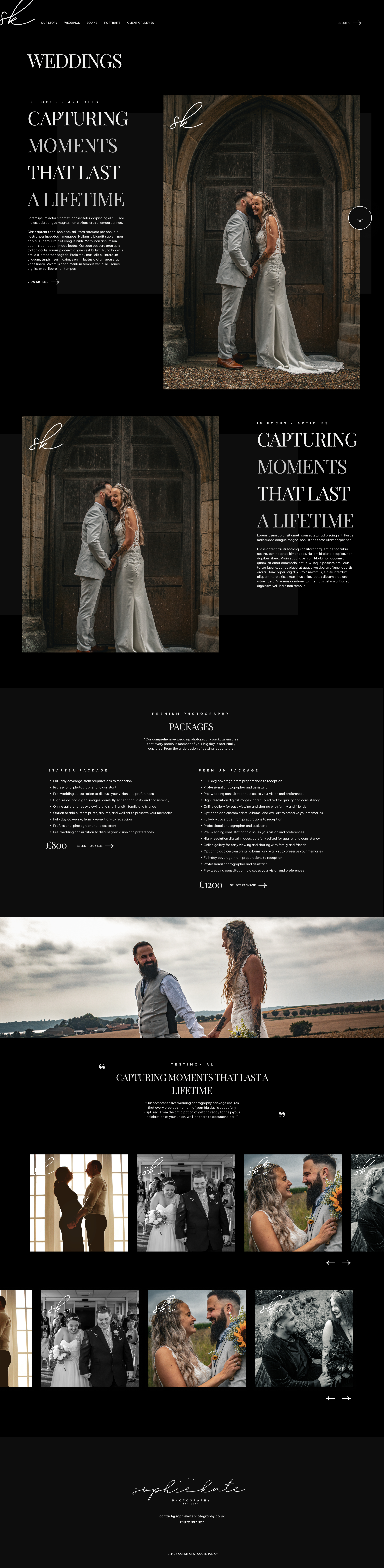 Sophie Kate Photography content page, dark version