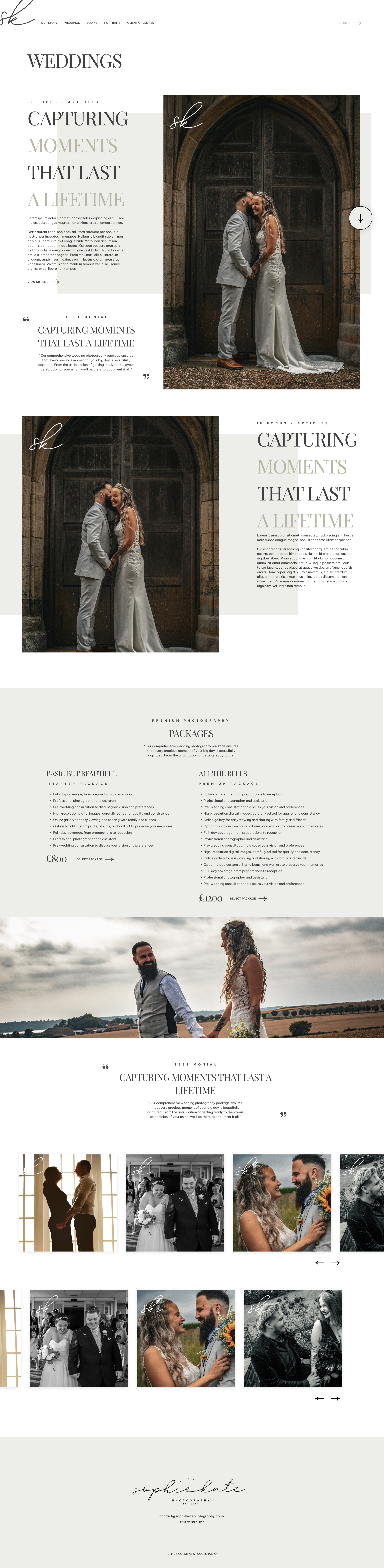 Sophie Kate Photography content page, light version