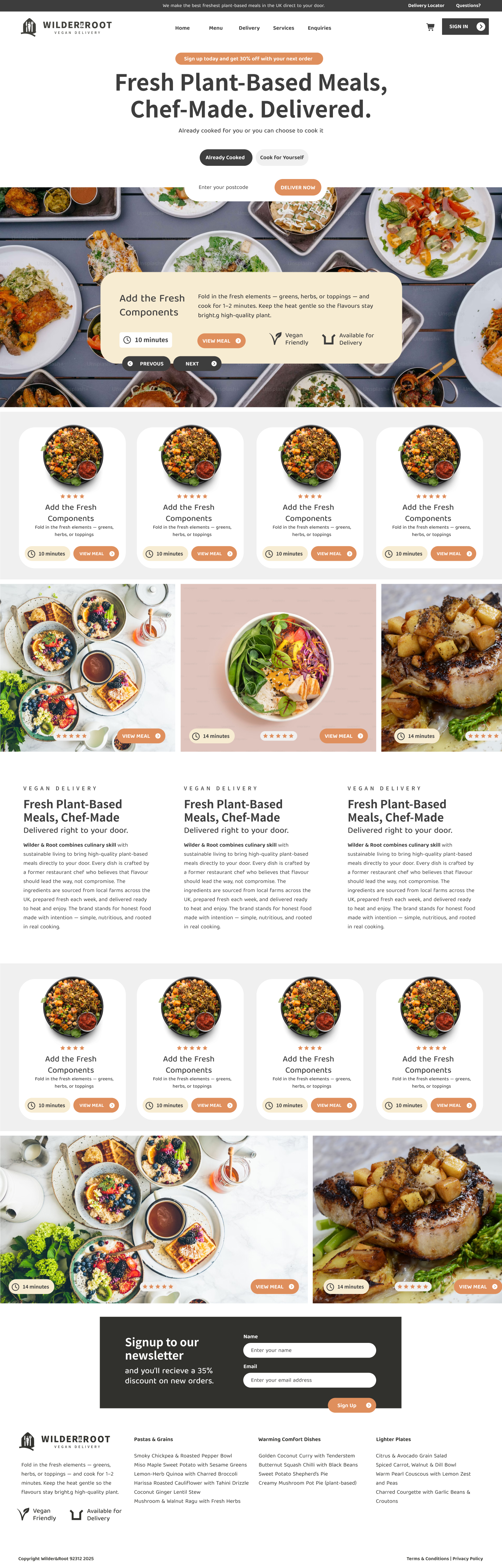 Wilder & Root homepage design