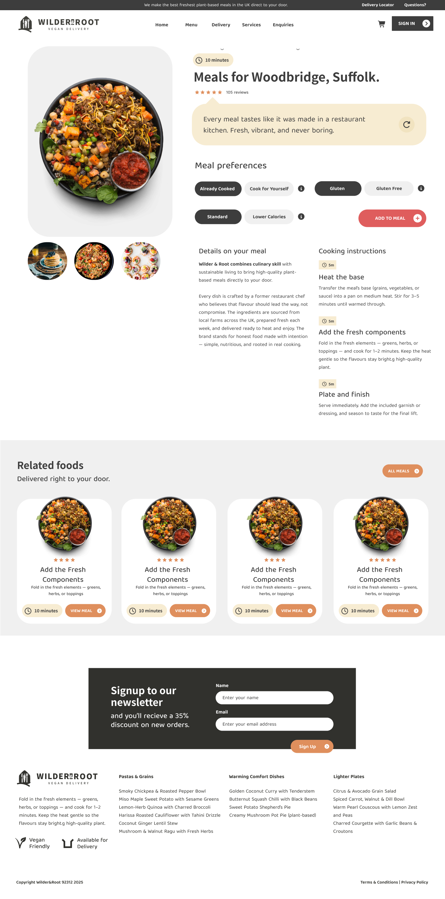 Wilder & Root product page design
